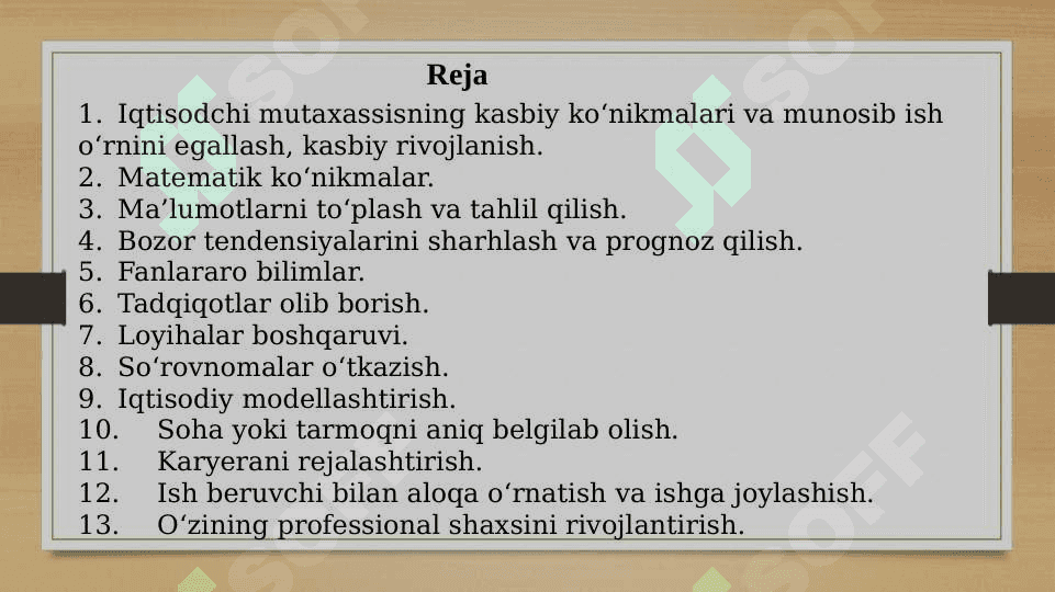 Iqtisodchi mutaxassisning kasbiy ko‘nikmalari 2