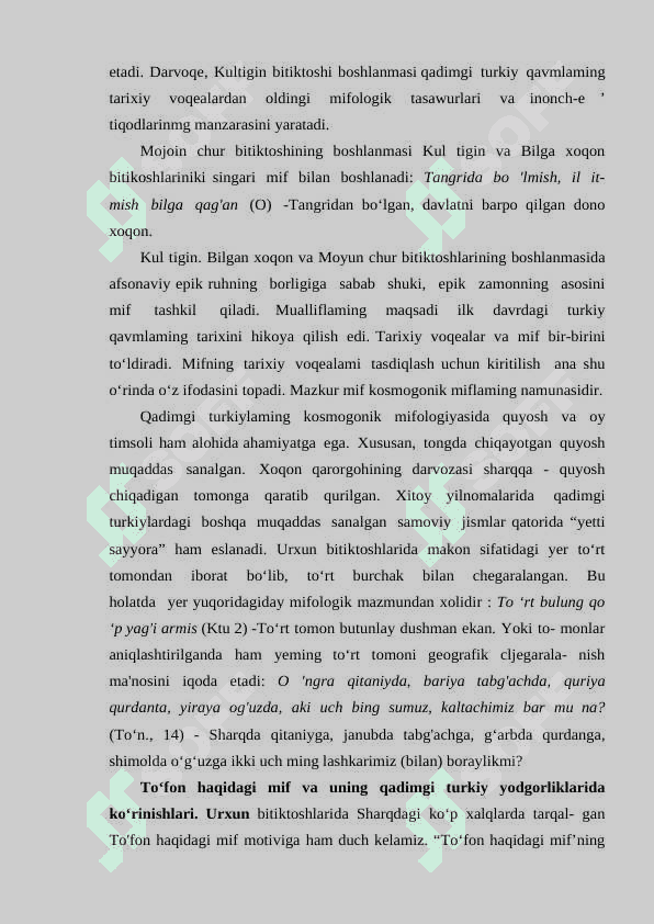 ENG QADIMGI DAVRDAGI TURKIY ADABIYOT. QADIMGI MIF VA AFSONALAR 4