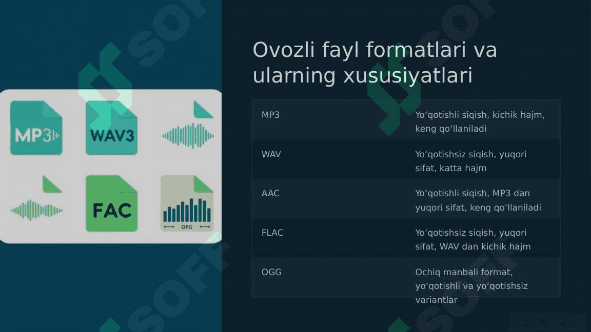 Ovozli ma'lumotlarni taqdim etuvchi fayl formatlari va asosiy tamoyillar 3