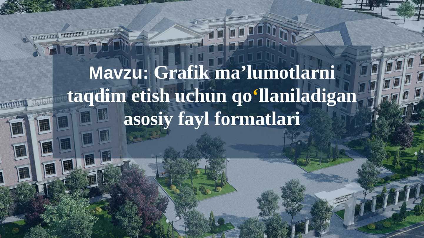 Grafik ma’lumotlarni taqdim etish uchun qo‘llaniladigan asosiy fayl formatlari