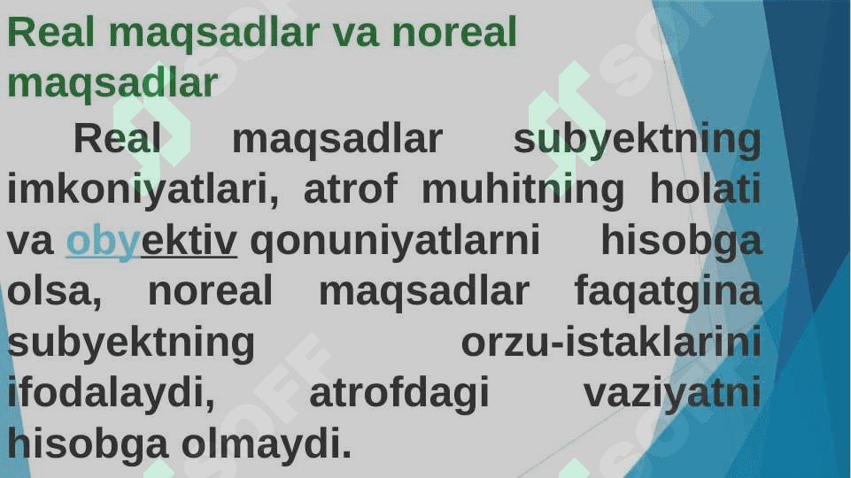 Orzu, maqsad va muvafaqqiyatni anglatish mexanizmlari. O‘z-o‘zini anglash va o‘z-o‘zini tarbiyalash metodlari 7