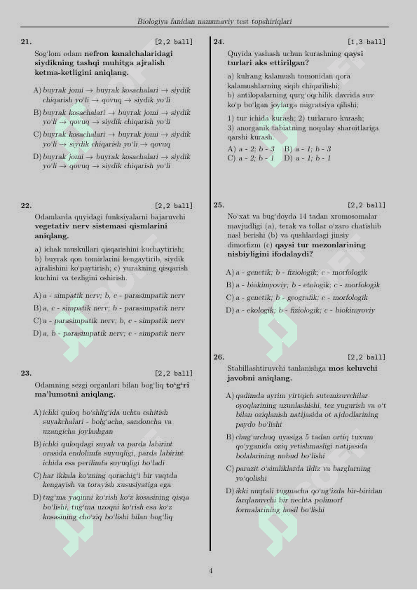 Biologiya test 4