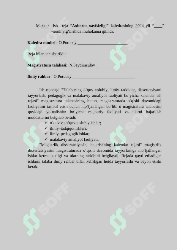 Shaxsiy kalendar reja( magistrlar uchun 2025 ) 2