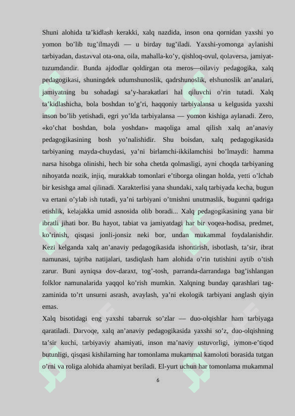 O‘quvchilarni tarbiyalashda tarbiyaviy mashg‘ulotlarni ahamiyati 6