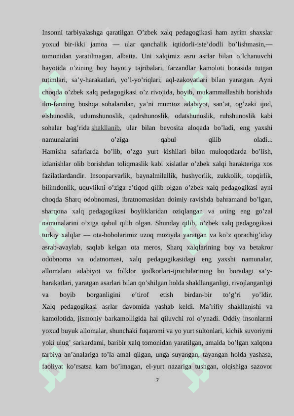 O‘quvchilarni tarbiyalashda tarbiyaviy mashg‘ulotlarni ahamiyati 7