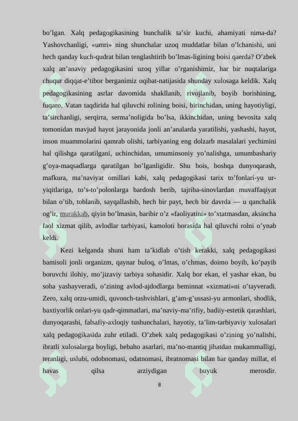 O‘quvchilarni tarbiyalashda tarbiyaviy mashg‘ulotlarni ahamiyati 8