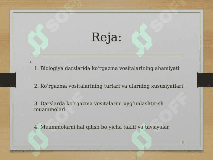 Biologiyani oʻqitishda foydalaniladigan koʻrgazma vositalari turlari va ularni darslarda uygʻunlashtirish muammolari 2