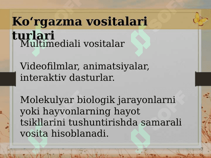 Biologiyani oʻqitishda foydalaniladigan koʻrgazma vositalari turlari va ularni darslarda uygʻunlashtirish muammolari 7