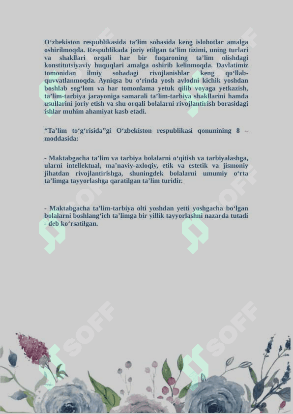 BOLALARNI MAKTAB TAʼLIMGA MAJBURIY BIR YILLIK  TAYYORLASH BOʻYICHA  GURUHLARNI TASHKIL BOʻYICHA GURUHLARNI TASHKIL BOʻYICHA QONUNCHI HUJJATLAR SHAKLI 3