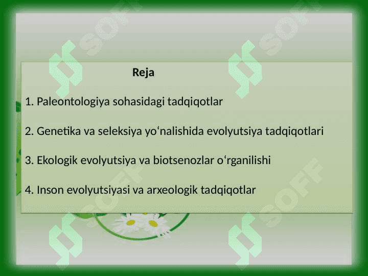 O’zbekistonlik olimlarning evalutsiya soxasida olib borgan ishlari 2