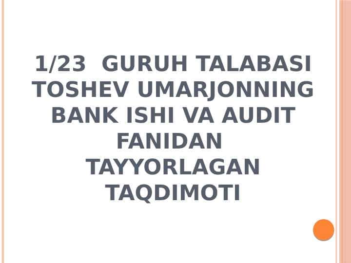 Moliyaviy globallashuv sharoitida jaxon bank tizimidagi o’zgarishlar