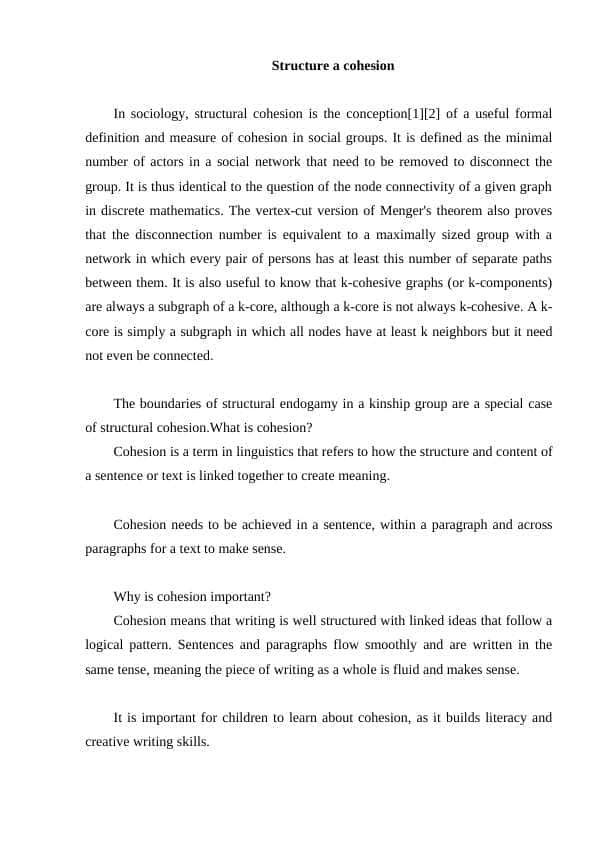 Structure a cohesion 1