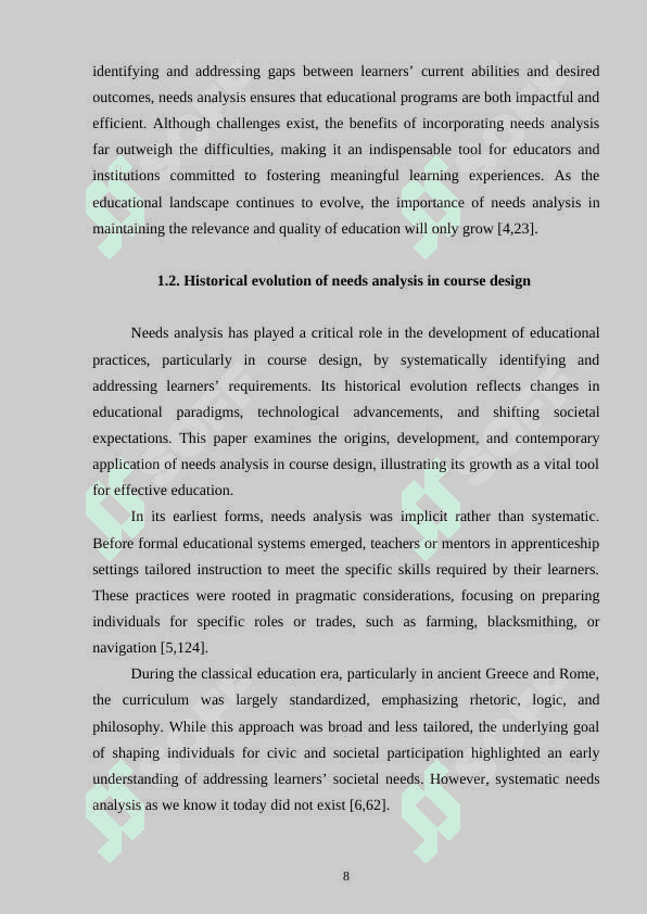 Importance of needs analysis in a course designing process 8