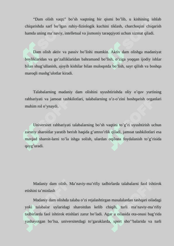 Talabalarning bo’sh vaqti va uni mazmunli o’tkazish tamoyillari 4