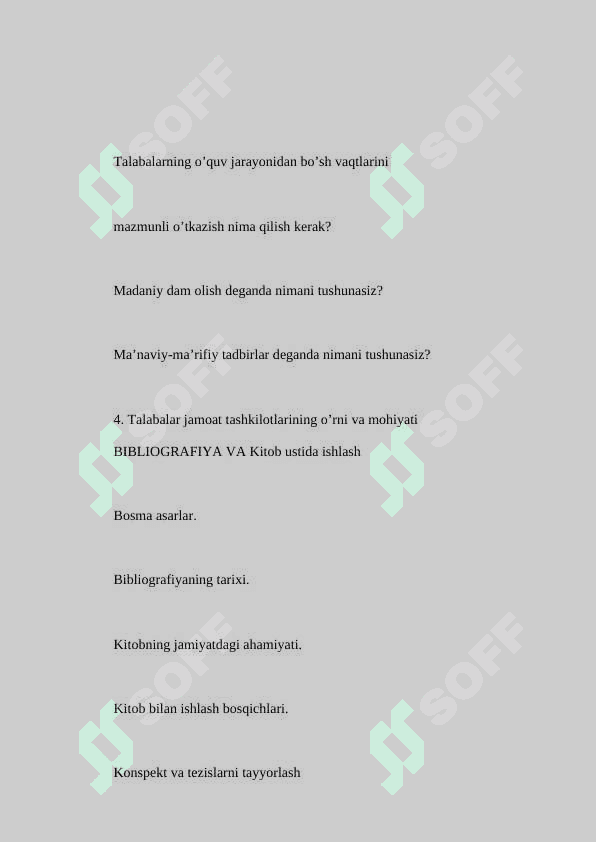 Talabalarning bo’sh vaqti va uni mazmunli o’tkazish tamoyillari 7