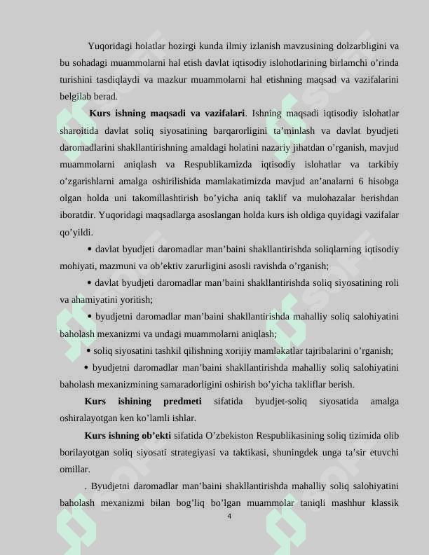 Buyudjet-soliq siyosati barqarorligini taminlash yo‘nalishlari 4
