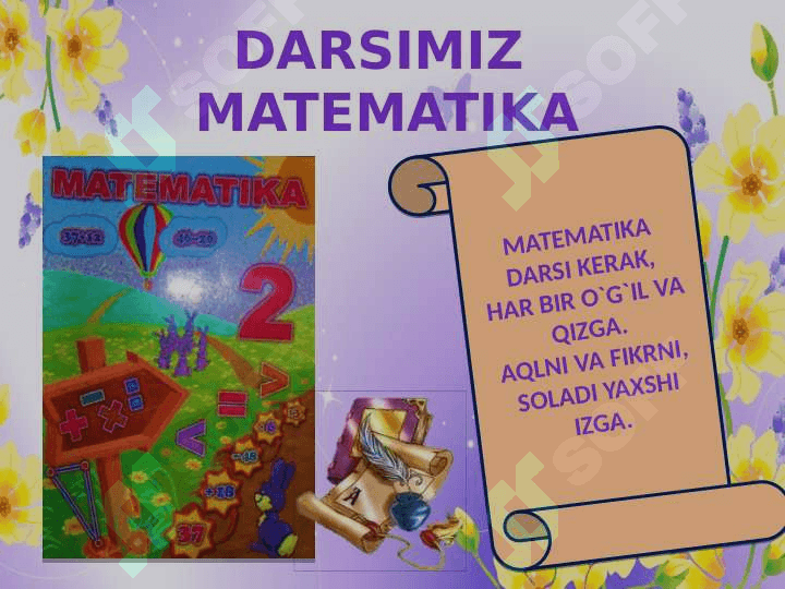 2 sinf.Fan:Matematika.Mavzu: “Noma`lum ko`paytuvchini topish” 3