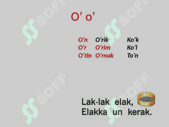 1-sinfFan:  AlifbeMavzu: “ O’ tovushi va  O’ o’ harflari”. 4