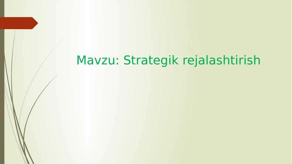 Strategik rejalashtirish 1