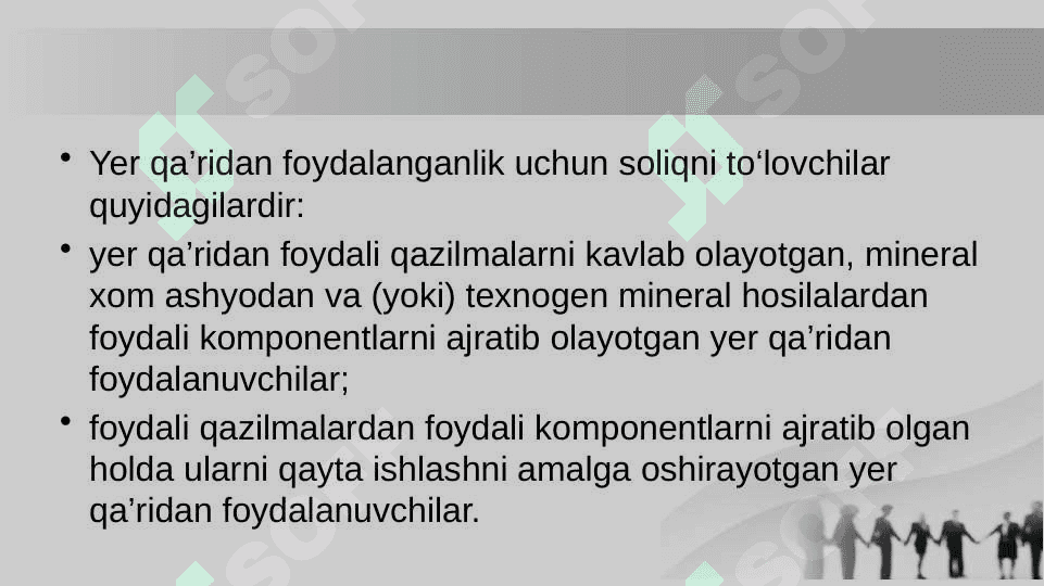 Yer qa’ridan foydalanuvchilar uchun soliqlar 4