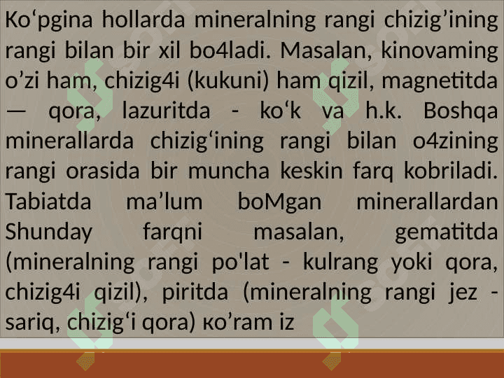 Mineral chizig'ining rangi 3