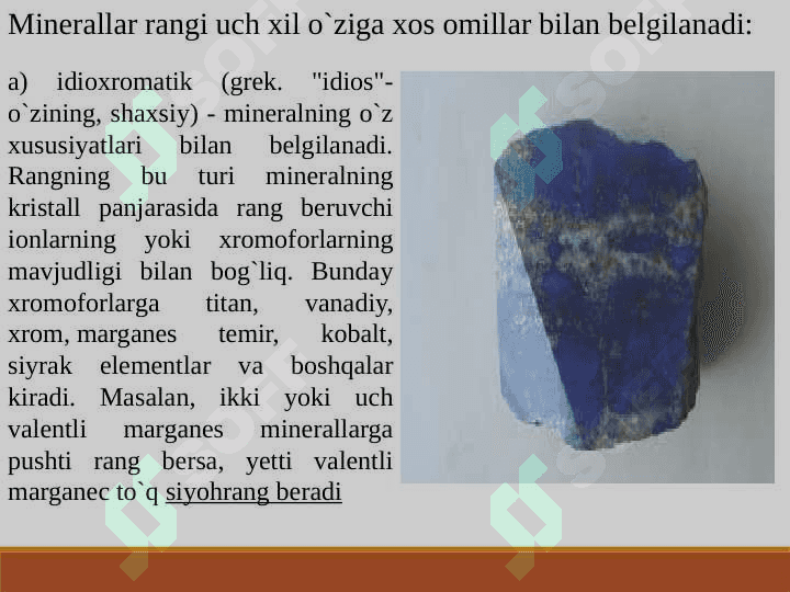 Mineral chizig'ining rangi 4