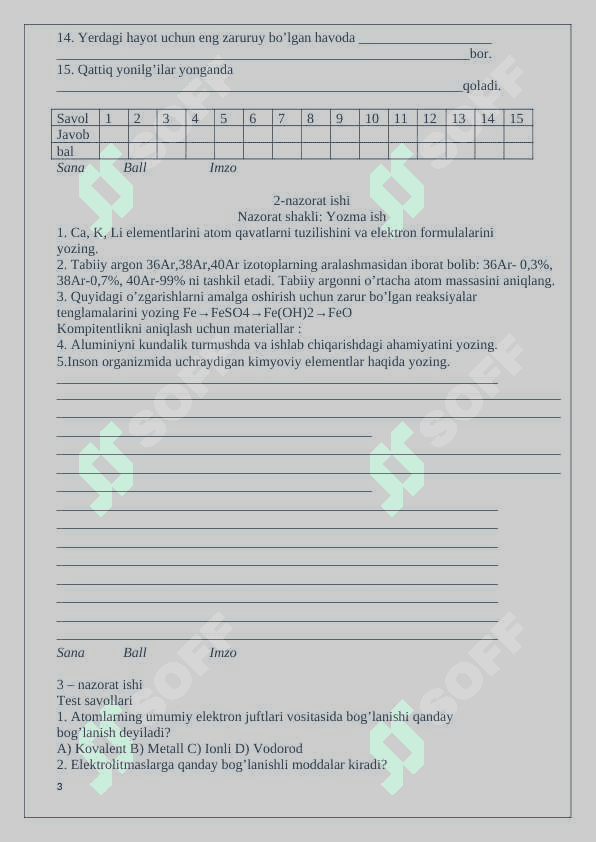 8-sinf kimyo nazorat ishi daftari 2025 3
