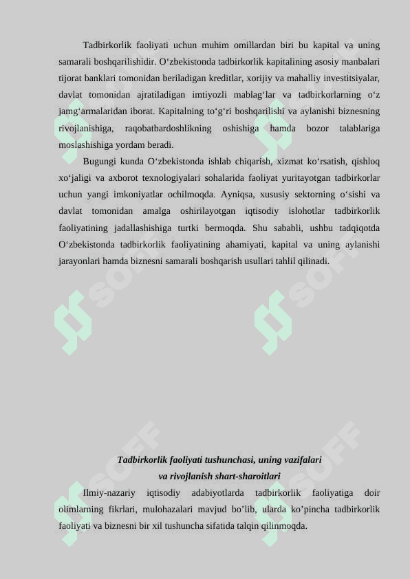 Tadbirkorlik faoliyati. tadbirkorlik kapitali va uning aylanishi 3