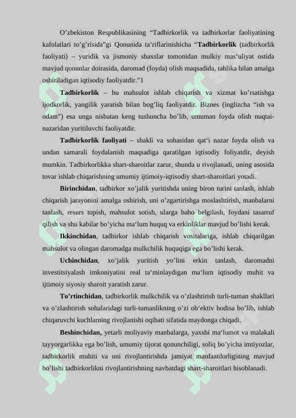 Tadbirkorlik faoliyati. tadbirkorlik kapitali va uning aylanishi 4