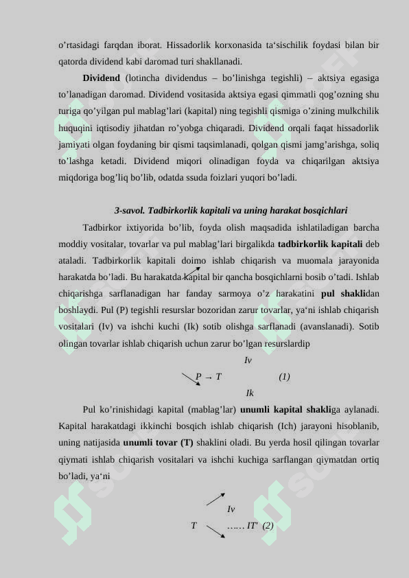 Tadbirkorlik faoliyati. tadbirkorlik kapitali va uning aylanishi 8