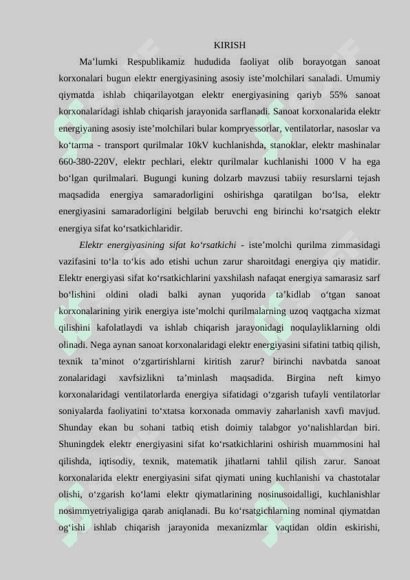 Elektr yuritma enegetikasining monitoringi.Elektr yuritmaning energetik ko‘rsatkichlarini aniqlash va tahlil qilish 2
