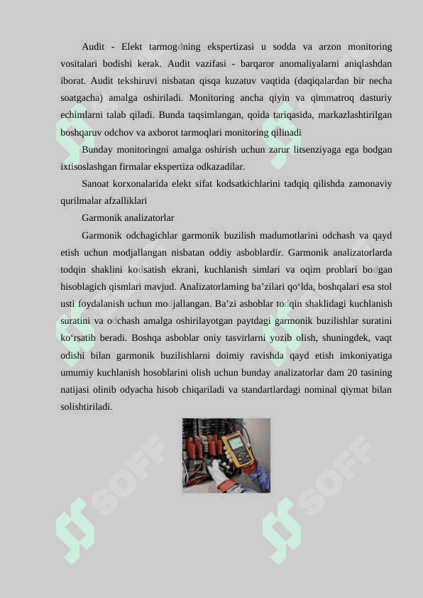 Elektr yuritma enegetikasining monitoringi.Elektr yuritmaning energetik ko‘rsatkichlarini aniqlash va tahlil qilish 7