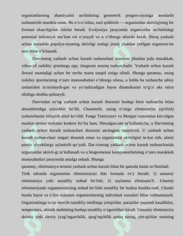 EVOLYUSIYANI HARAKATLANTIRUVCHI OMILLAR referat 8