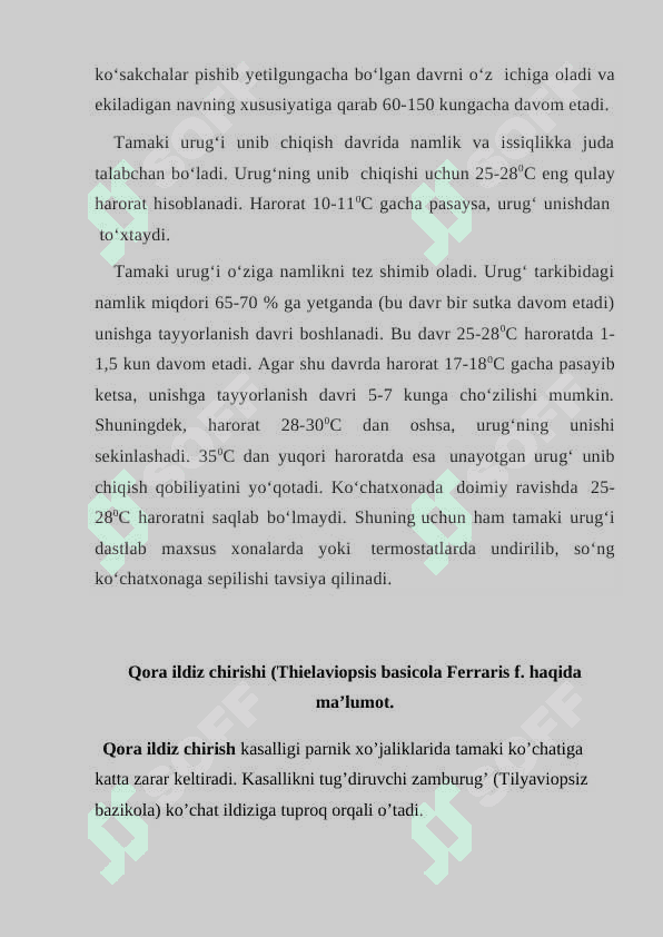 TAMAKINING ZAMBURUG’LAR QO’ZG’ATADIGAN KASALLIKLARI VA ULARGA QARSHI KURASH CHORALARI 4