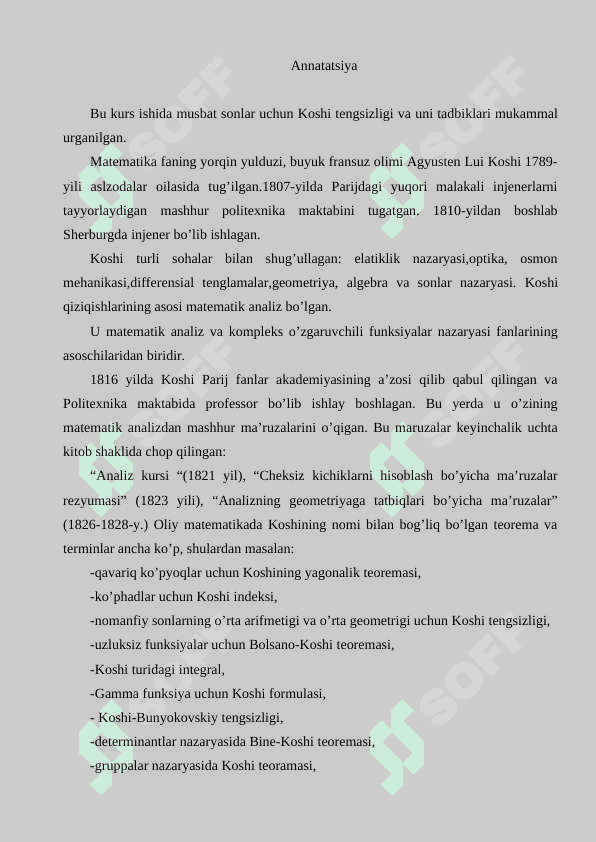 Koshi tengsizligi va uning tadbiqlari 2