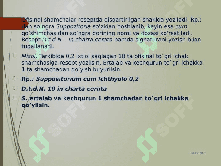 Shamchalar texnologiyasida qòllaniladigan zamonaviy asoslar nomenklaturasi, tasnifi 3