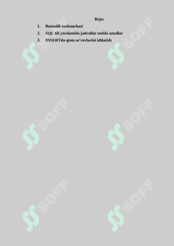SQLtili yordamida ma‘lumotlarni tavsiflash 2