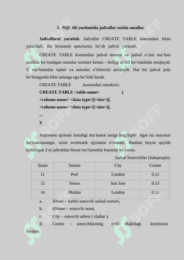 SQLtili yordamida ma‘lumotlarni tavsiflash 4