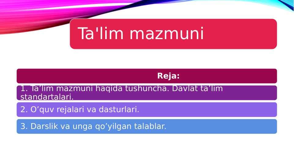 Ta'lim mazmuni 1