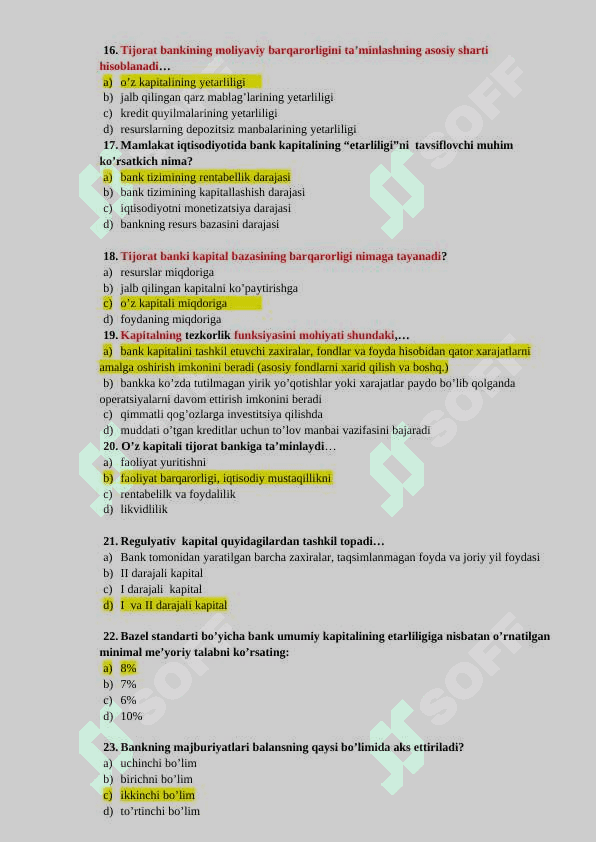 Bank ishi test javoblari bilan 3
