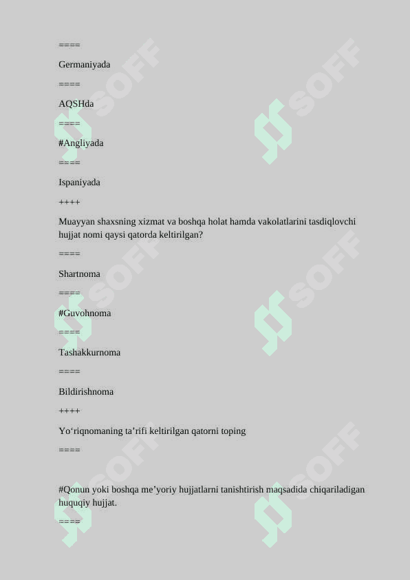 Filologiya test javoblari bilan 6