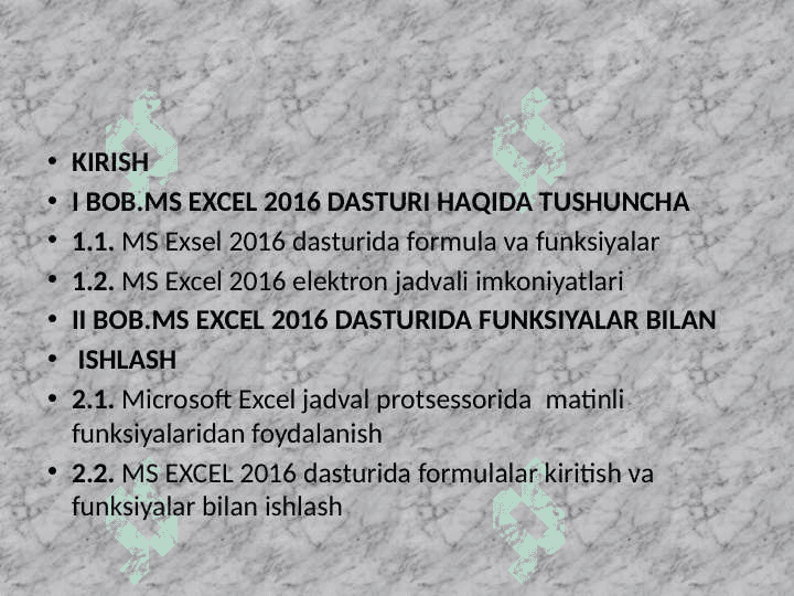 Excelda matnli funksiyalar bilan ishlash 2