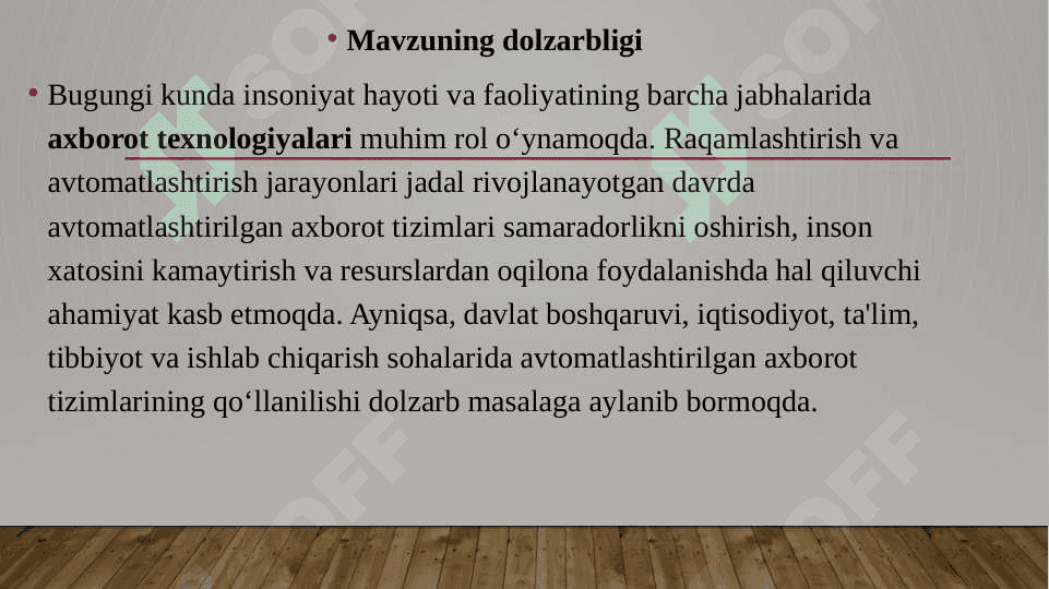 Avtomatlashtirilgan axborot tizimlari 3