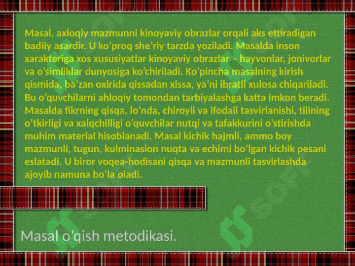 MASAL MATNI TAHLILI 3