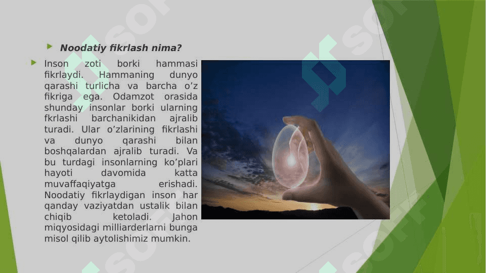 Noodatiy fikrlashning zarurligi va ahamiyati, chuqur ijodiy yondashish 2