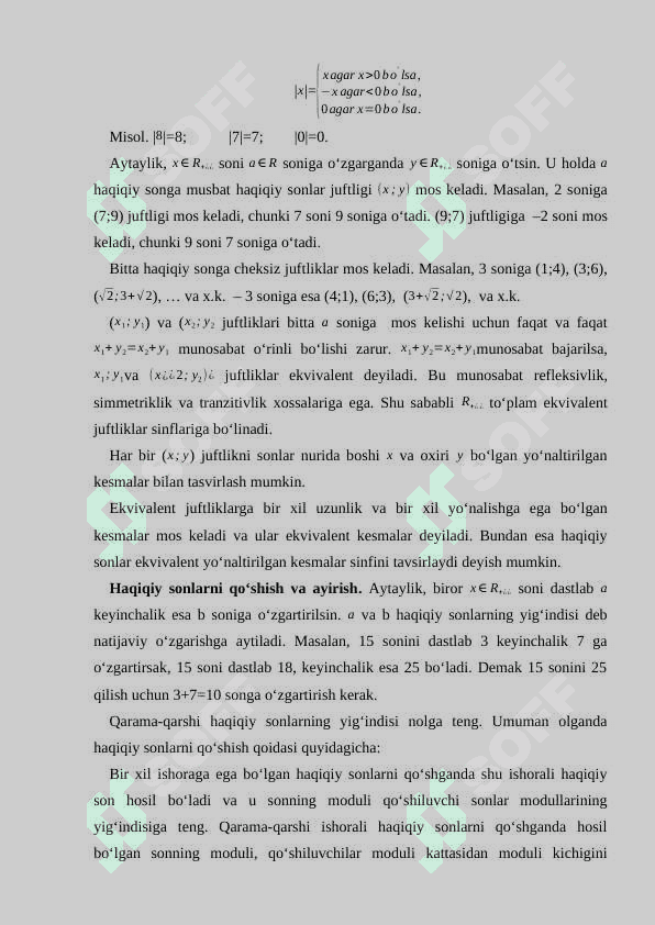 HAQIQIY SONLAR USTIDA ARIFMETIK AMALLAR. QO'SHISH QONUNLARI 4