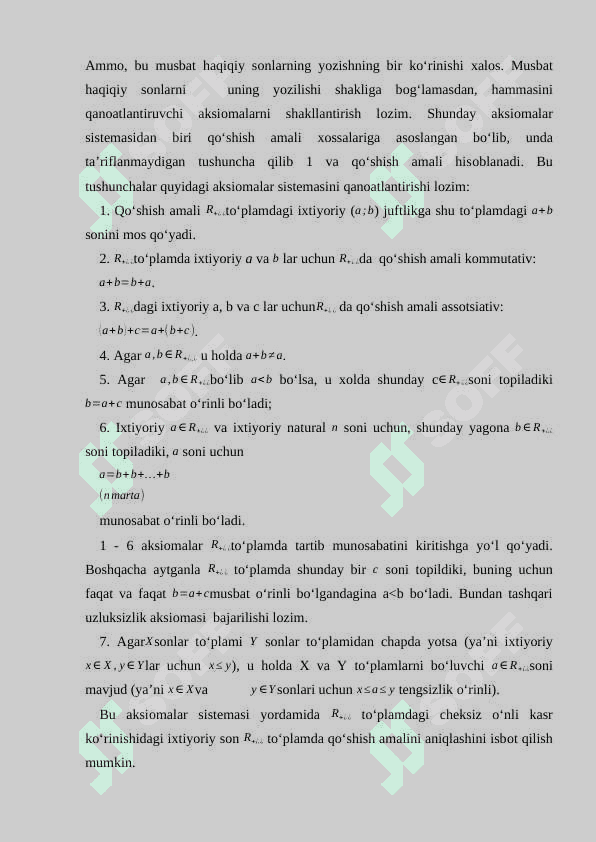 HAQIQIY SONLAR USTIDA ARIFMETIK AMALLAR. QO'SHISH QONUNLARI 7