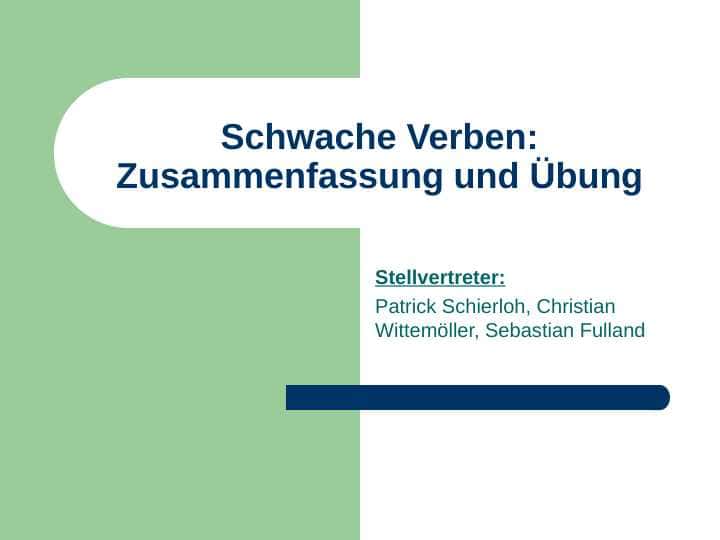 Schwache Verben: Zusammenfassung und Übung 1