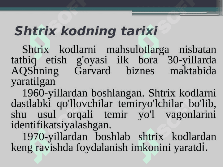 Shtrix kodli axborotlarga asoslangan axborot texnologiyalari 4