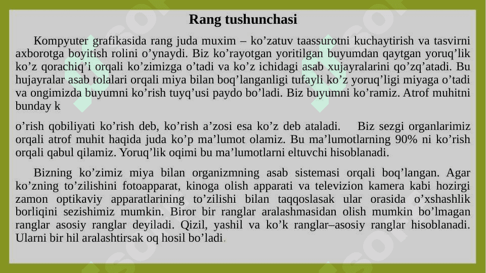 Kompyuter grafikasida fayllar formatlari va ranglarning sxemalari 7